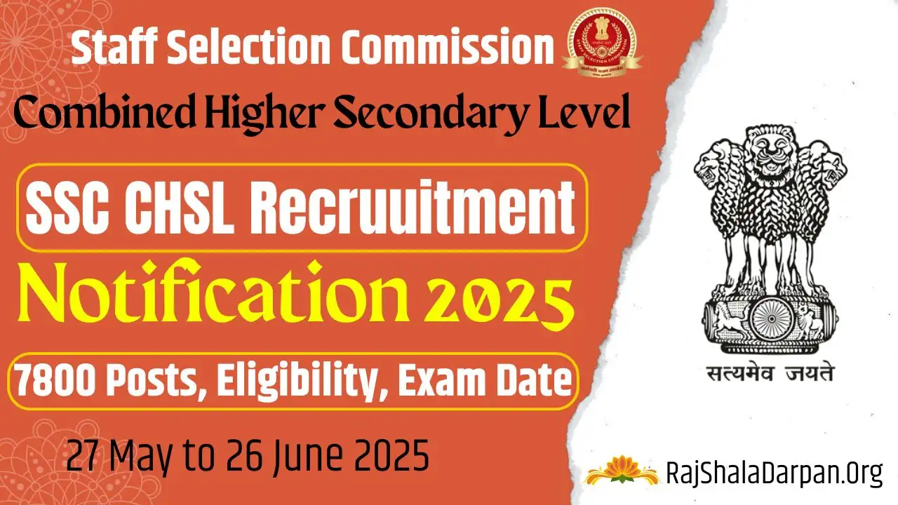 SSC CHSL 2025 Notification Recruitment For 7800 DEO, LDC, JSA Posts Apply Online, Exam Date