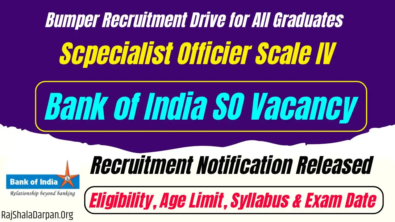 Bank of India SO Recruitment 2025 Notification For 180 Specialist Officer Posts Apply Online