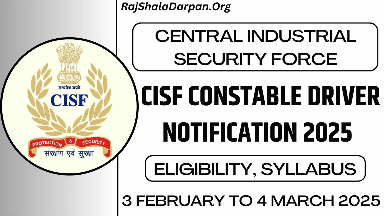 CISF Constable Driver Recruitment 2025 Notification For 1124 Posts Apply Online