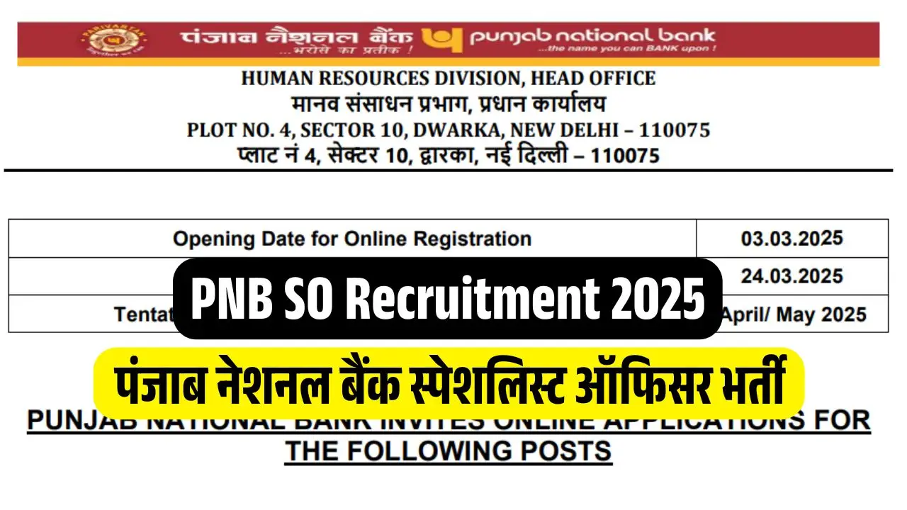 PNB SO Recruitment 2025 Notification For Punjab National Bank 350 Posts Apply Online