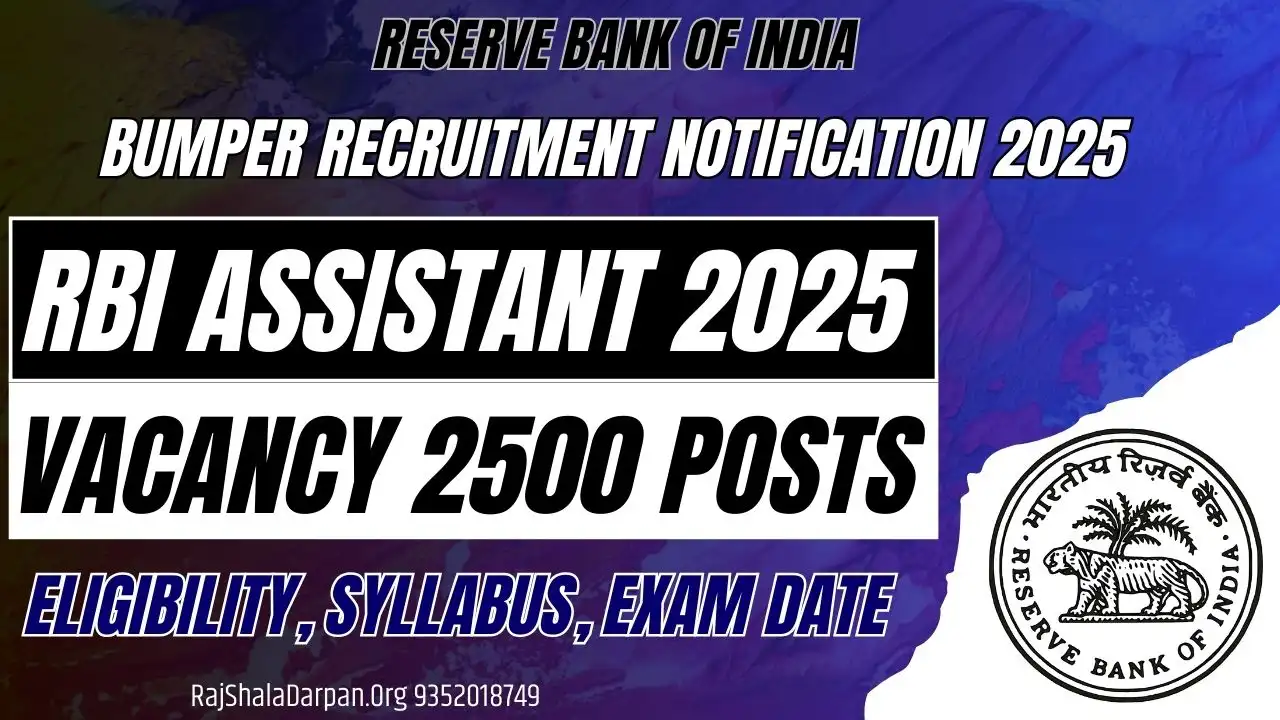 RBI Assistant 2025 Recruitment Notification 2500 Vacancies, Eligibility, Exam Date