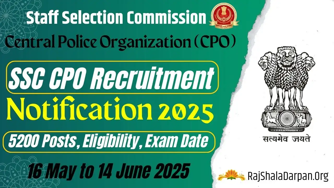 SSC CPO 2025 Recruitment Notification Soon Sub Inspector (SI) 5200 Posts, Apply Online