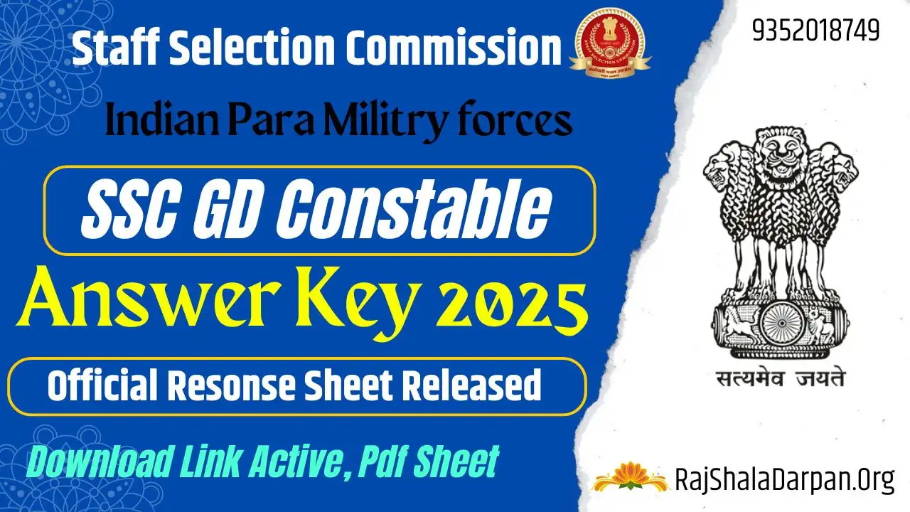 SSC GD Answer Key 2025 Direct Link Pdf Download Constable Response Sheet ssc.gov.in