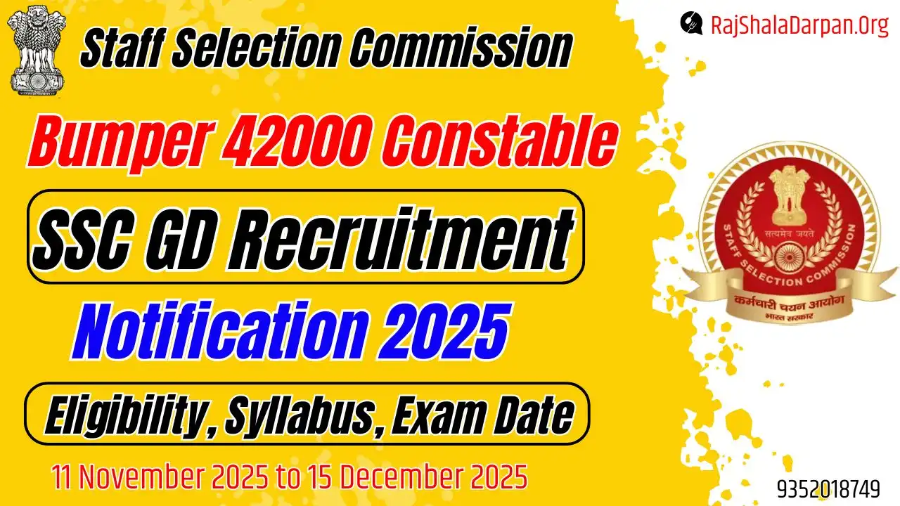 SSC GD Recruitment 2025 Constable Notification Apply Online 42000 Posts, Exam Date